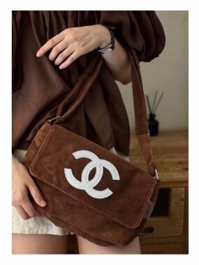 NEW Chanel Precision Velour Brown Crossbody Bag